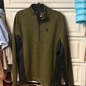 Spyder Men's Green and Black Zip-Up Sweater